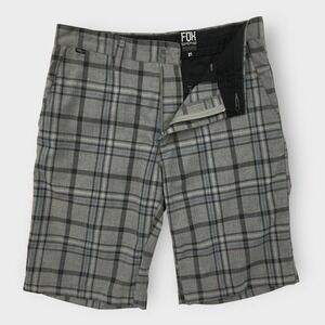 Fox Racing Plaid Shorts Size 31 Mens‎ Gray Created to Destroy Casual